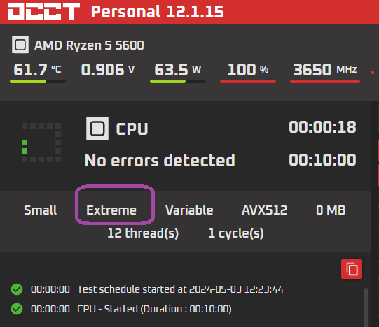 Тест на ryzen 5600 что сильнее грузит? occt и y-cruncher (цп кушал на 1.2ватта больше чем OCCT)